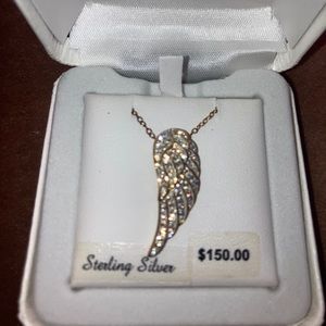 Angel wing necklace w/ Swarovski crystal